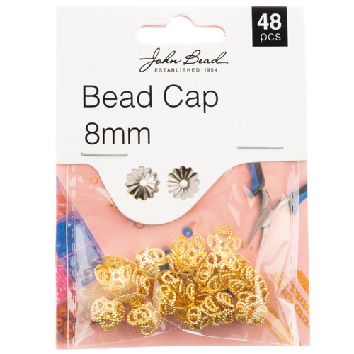 John Bead Bead Cap 8mm 48/Pkg-Gold - 1401160 - 665772231771