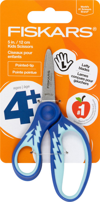 Fiskars Softgrip Kids Pointed Tip Scissors 5"-Blue Lightning 1067093 - 020335075467