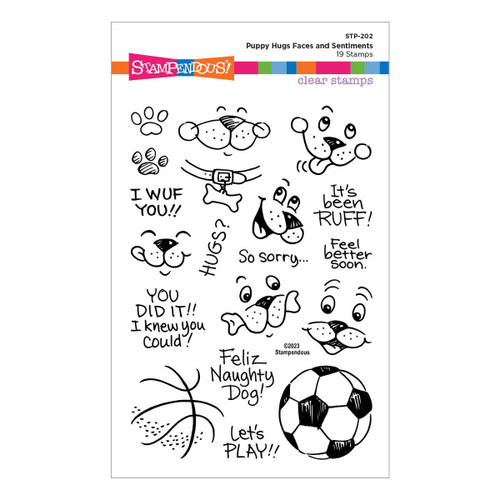 Stampendous Clear Stamps-Puppy Hugs Faces And Sentiments STP202 - 813233035981