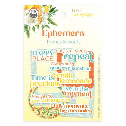 Fresh Lemonade Ephemera Cardstock Die-cuts 12/Pkg-Frames & Words P13LEM37 - 5905523082036