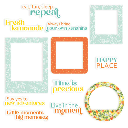 Fresh Lemonade Ephemera Cardstock Die-cuts 12/Pkg-Frames & Words P13LEM37