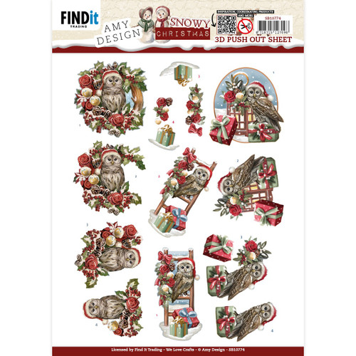 Find It Trading Amy Design 3D Punchout Sheet-Snowy Christmas Snowy Owl SB10774 - 8718715127098