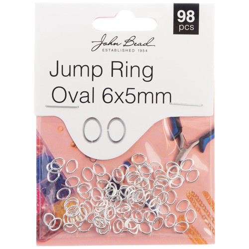 John Bead Jump Ring Oval 6x5mm 98/Pkg-Silver 1401027 - 665772203228