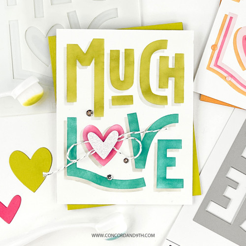 Concord & 9th Stencils 4.75"X6" 3/Pkg-Much Love C11817