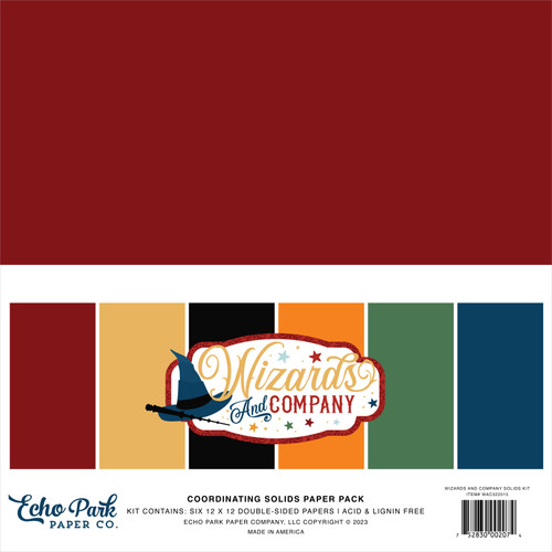 Echo Park Double-Sided Solid Cardstock 12"X12" 6/Pkg-Wizards & Company, 6 Colors AC322015 - 691835193014