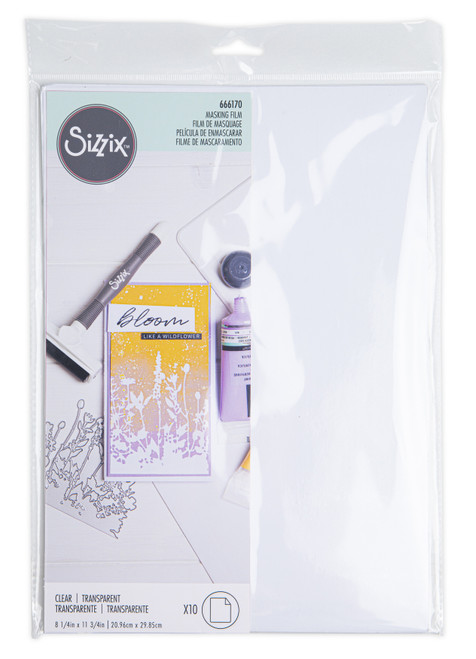 Sizzix Masking Film Sheets 8.25"X11.75" 10/Pkg-Clear - 666170 - 630454283683