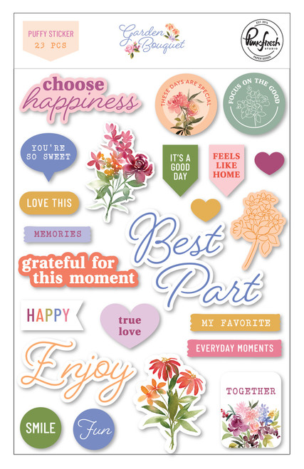 PinkFresh Puffy Stickers-Garden Bouquet PFGB7623 - 736952879707