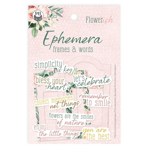 Flowerish Ephemera Cardstock Die-cuts 12/Pkg-Frames & Words P13FLO37 - 5905523082425