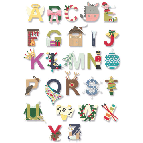 Sizzix Thinlits Dies By Jennifer Ogborn 26/Pkg-Christmas Alphabet 666441