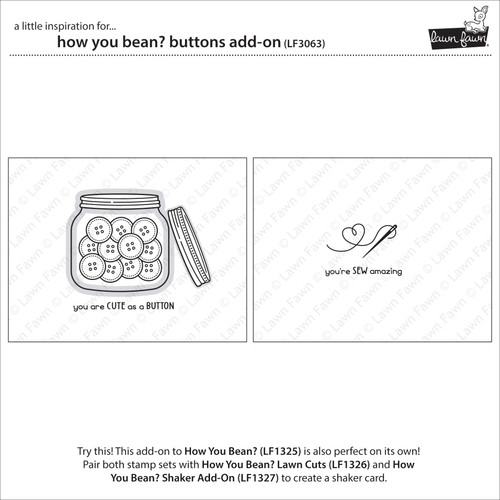 Lawn Fawn Clear Stamps 3"X4"-How You Bean? Buttons Add-On LF3063