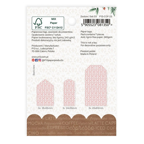Coffee Break Double-Sided Cardstock Tags 7/Pkg-#03 - P13COF23
