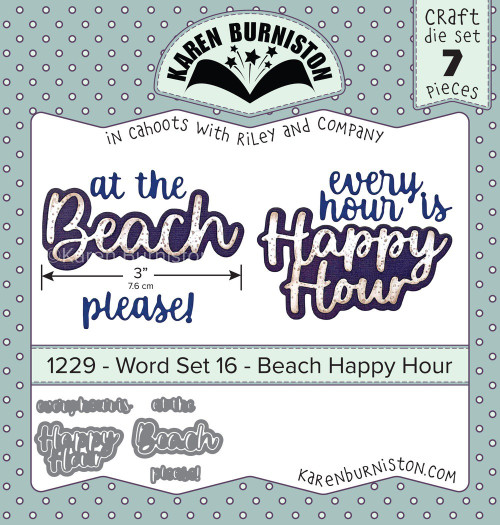 Karen Burniston Dies-Word Set 16 Beach Happy Hour KBR1229 - 084282634436