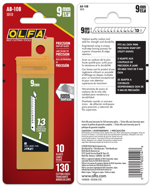 OLFA Snap-Off Utility Knife Replacement Blades 10/Pkg-For 5018 5010