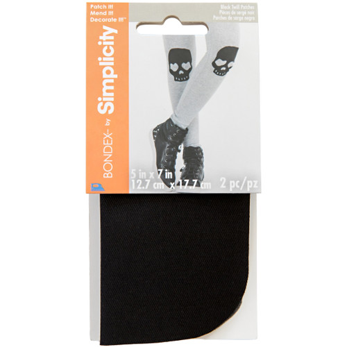 Bondex Iron-On Twill Patches 5"X7" 2/Pkg-Black - 240 008-031BW - 070659962271