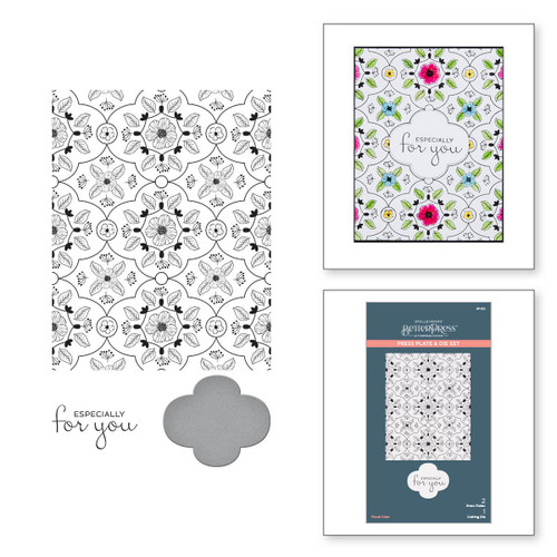 Spellbinders BetterPress Letterpress Press Plates & Dies Set-Floral View 2/Plates & 1/Die BP021