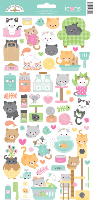 Doodlebug Cardstock Stickers 6"X13"-Pretty Kitty Icons ST7624 - 842715076242