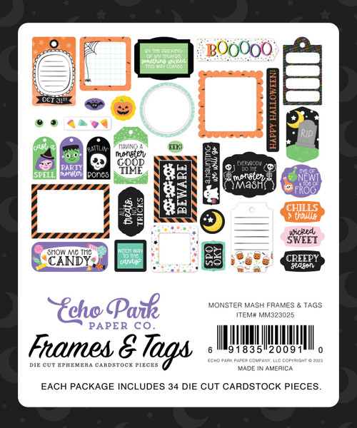 Echo Park Cardstock Ephemera-Frames & Tags, Monster Mash MM323025