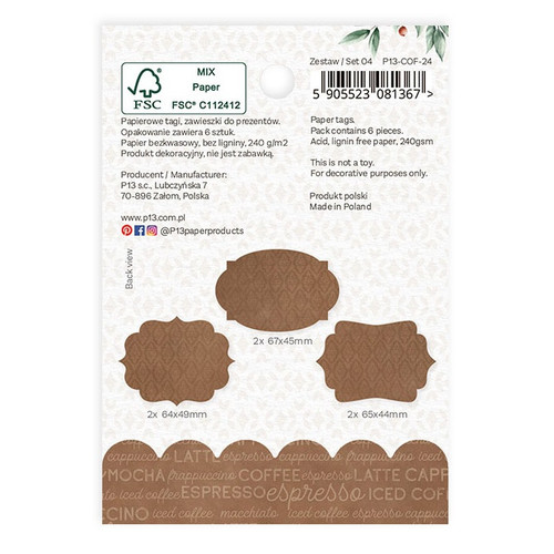 Coffee Break Double-Sided Cardstock Tags 6/Pkg-#04 - P13COF24