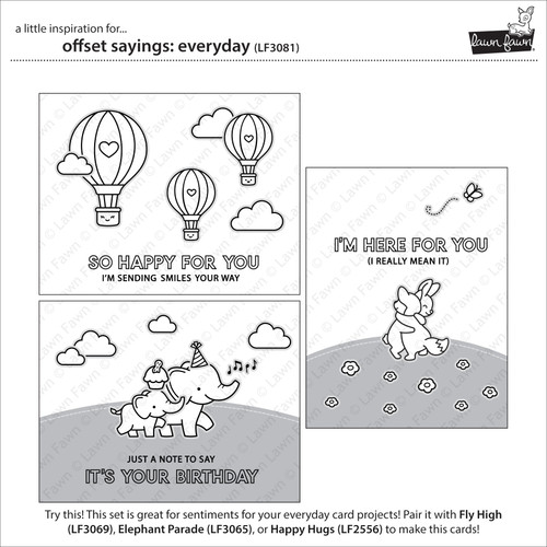 Lawn Fawn Clear Stamps 4"X6"-Offset Sayings: Everyday LF3081