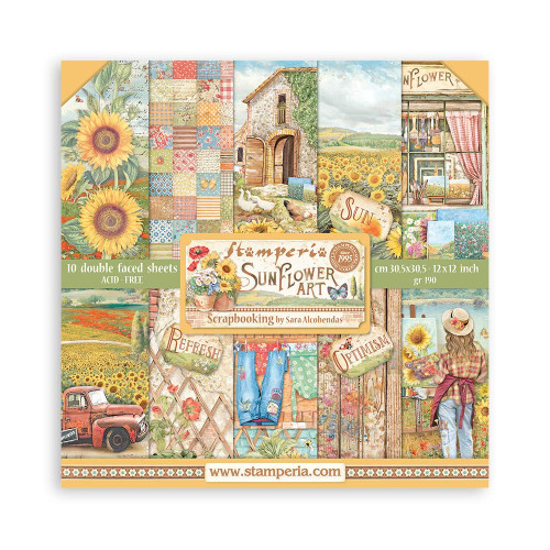 Stamperia Double-Sided Paper Pad 12"X12" 10/Pkg-Sunflower Art SBBL135 - 5993110027768
