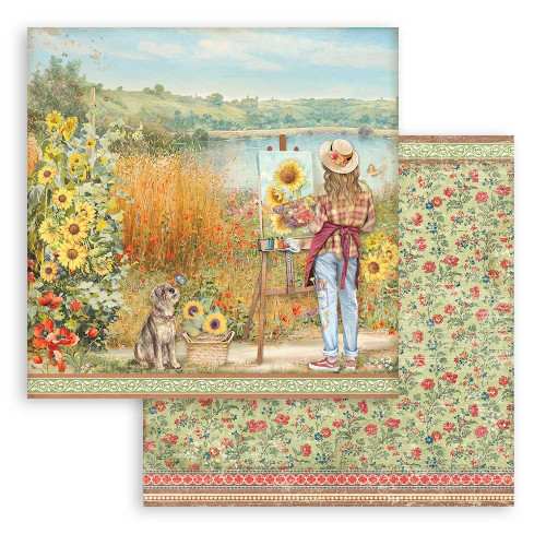 Stamperia Double-Sided Paper Pad 12"X12" 10/Pkg-Sunflower Art - SBBL135 Stamperia Double-Sided Paper Pad 12"X12" 10/Pkg-Sunflower Art - SBBL135