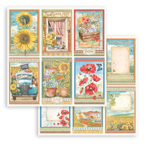 Stamperia Double-Sided Paper Pad 12"X12" 10/Pkg-Sunflower Art - SBBL135 Stamperia Double-Sided Paper Pad 12"X12" 10/Pkg-Sunflower Art - SBBL135