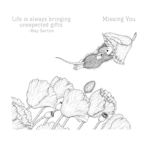 House Mouse Cling Rubber Stamp-Popping By RSC004