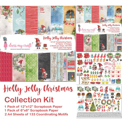 Dress My Craft Collection Kit-Holly Jolly Christmas DMCP7404 - 194186018413