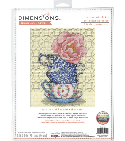 Dimensions Counted Cross Stitch Kit 8"X10"-Rose Tea (14 Count) 70-35414 - 088677354145