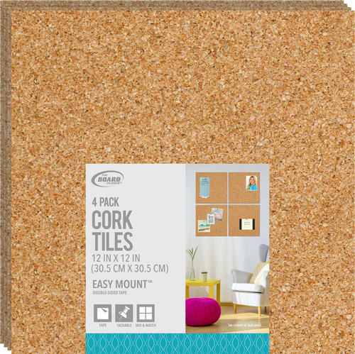Board Dudes Cork Tile 12"X12" 4/Pkg-Light - CXP85 - 714963000709