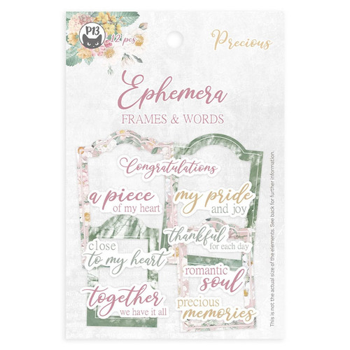 Precious Ephemera Cardstock Die-Cuts 12/Pkg-Frames & Words - P13PRE37 - 5904619326290