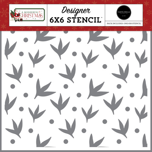 Carta Bella Stencil 6"X6"-Seasonal Leaves, A Wonderful Christmas WC328034 - 691835260013