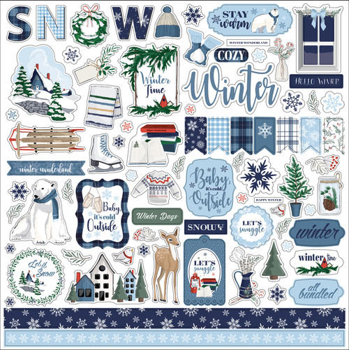 Carta Bella Elements Cardstock Stickers 12"X12"-Wintertime WT334014 - 691835234618