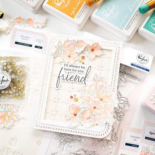 Pinkfresh Studio Stencils 4"X9" 4/Pkg-Artistic Magnolias Layering - PF195423