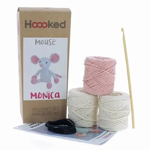 Hoooked Amigurumi DIY Kit W/Eco Barbante Yarn-Mouse Monica PAK295 - 8720629393483