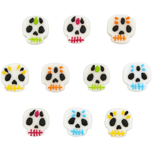 Wilton Candy Gummy Decorations 10/Pkg-Day Of The Dead Skulls W00017