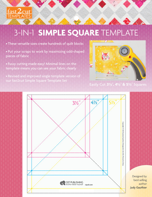 C&T Publishing Fast2cut 3-In-1 Simple Square Template-3.5", 4.5" And 5.5" 20517 - 9781644033951