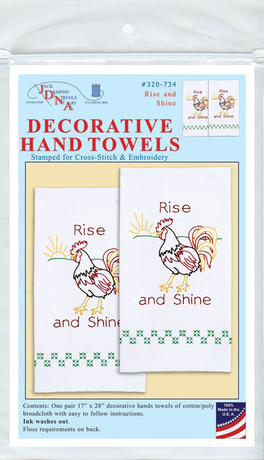 Jack Dempsey Stamped Decorative Hand Towel Pair 17"X28"-Rise And Shine 320 734 - 013155027341