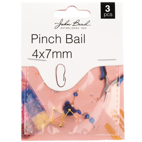 John Bead Pinch Bail 4x7mm 3/Pkg-Gold - 1401175 - 665772231924