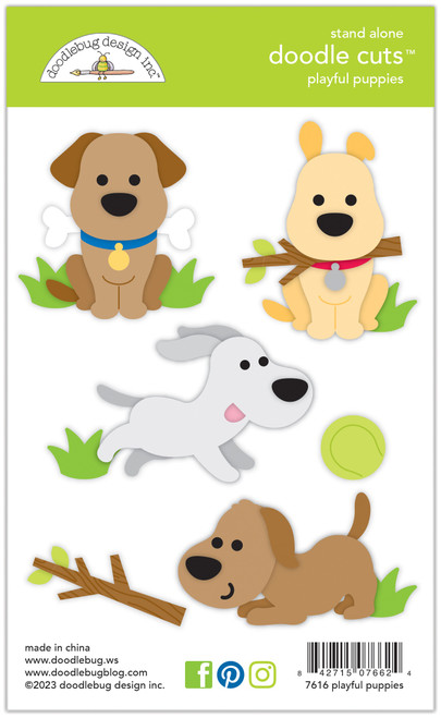 Doodlebug Doodle Cuts Dies-Playful Puppies DC7662 - 842715076624