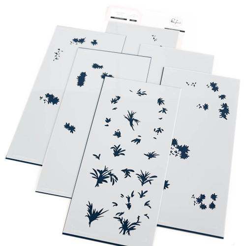 Pinkfresh Studio Stencils 4"X9" 6/Pkg-Rainbow Daisies Layering - PF196223 - 736952879493