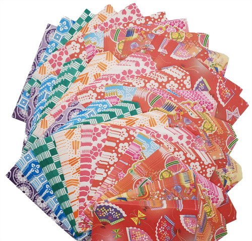 Aitoh Origami Paper 3"X3" 300/Pkg-Washi Chiyogmai, Twinkle 10 Patterns 18034