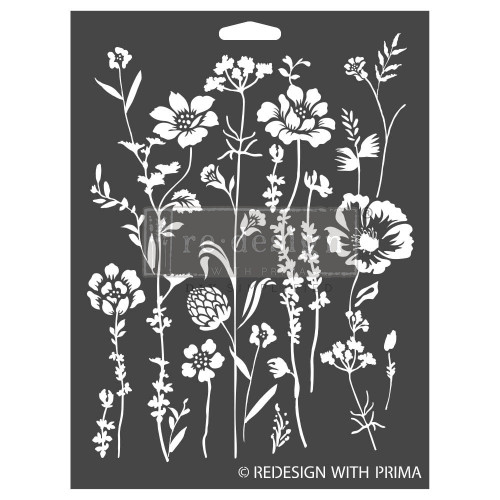 Prima Re-Design Decor Stencil 9"X12"-Meadow Bloom RE666644 - 655350666644