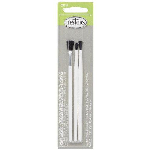 Testors Paint Brush Set 3/Pkg-Assorted Tips - 281210 - 020066248543