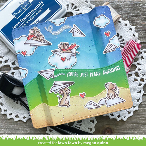 Lawn Fawn Clear Stamp Set-Just Plane Awesome Sentiment Trails LF3132