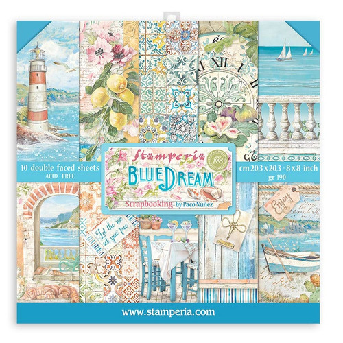 Stamperia Double-Sided Paper Pad 8"X8" 10/Pkg-Blue Dream, 10 Designs/1 Each SBBS75 - 5993110025856