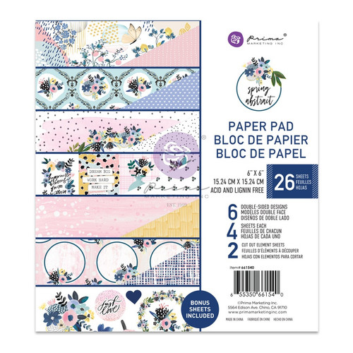 Prima Marketing Double-Sided Paper Pad 6"X6" 26/Pkg-Spring Abstract P661540 - 655350661540