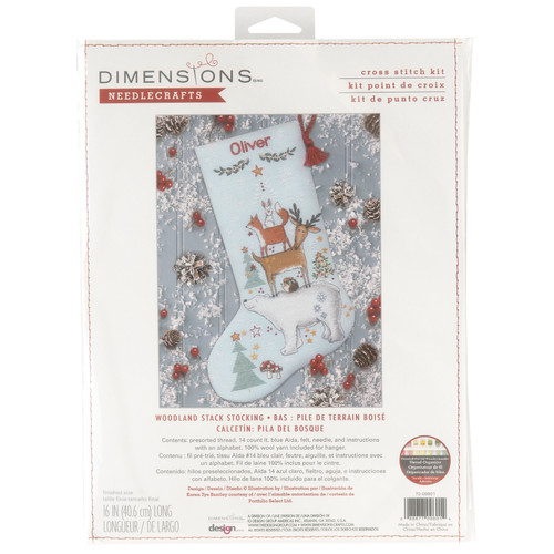 Dimensions Counted Cross Stitch Kit 16" Long-Woodland Stack Stocking (14 Count) 70-09601 - 088677096014