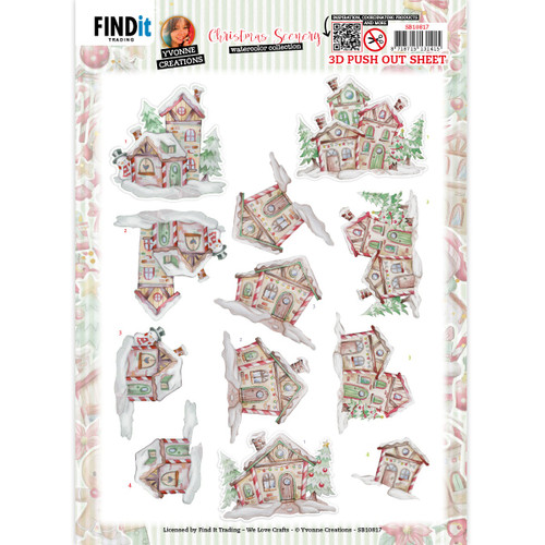 10 Pack Find It Trading Yvonne Creations 3D Punchout Sheet-House, Christmas Scenery SB10817 - 8718715131415