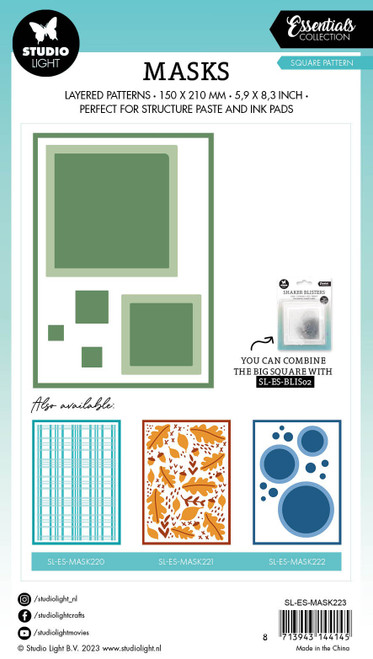 2 Pack Studio Light Essentials 5.9"X8.25" Stencil-Nr. 223, Square Pattern SMASK223